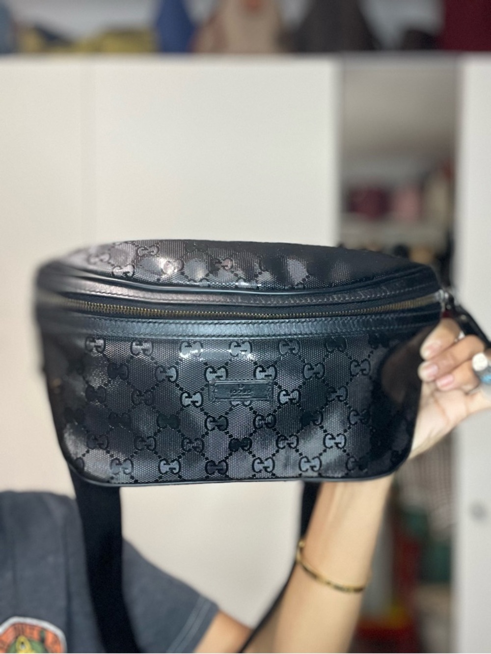 Gucci Black Monogram Belt Bag